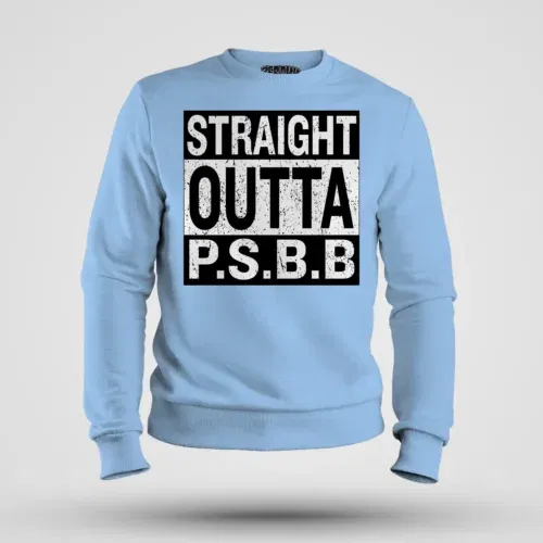 Straight outta psbb men/unisex sweatshirt in baby blue color