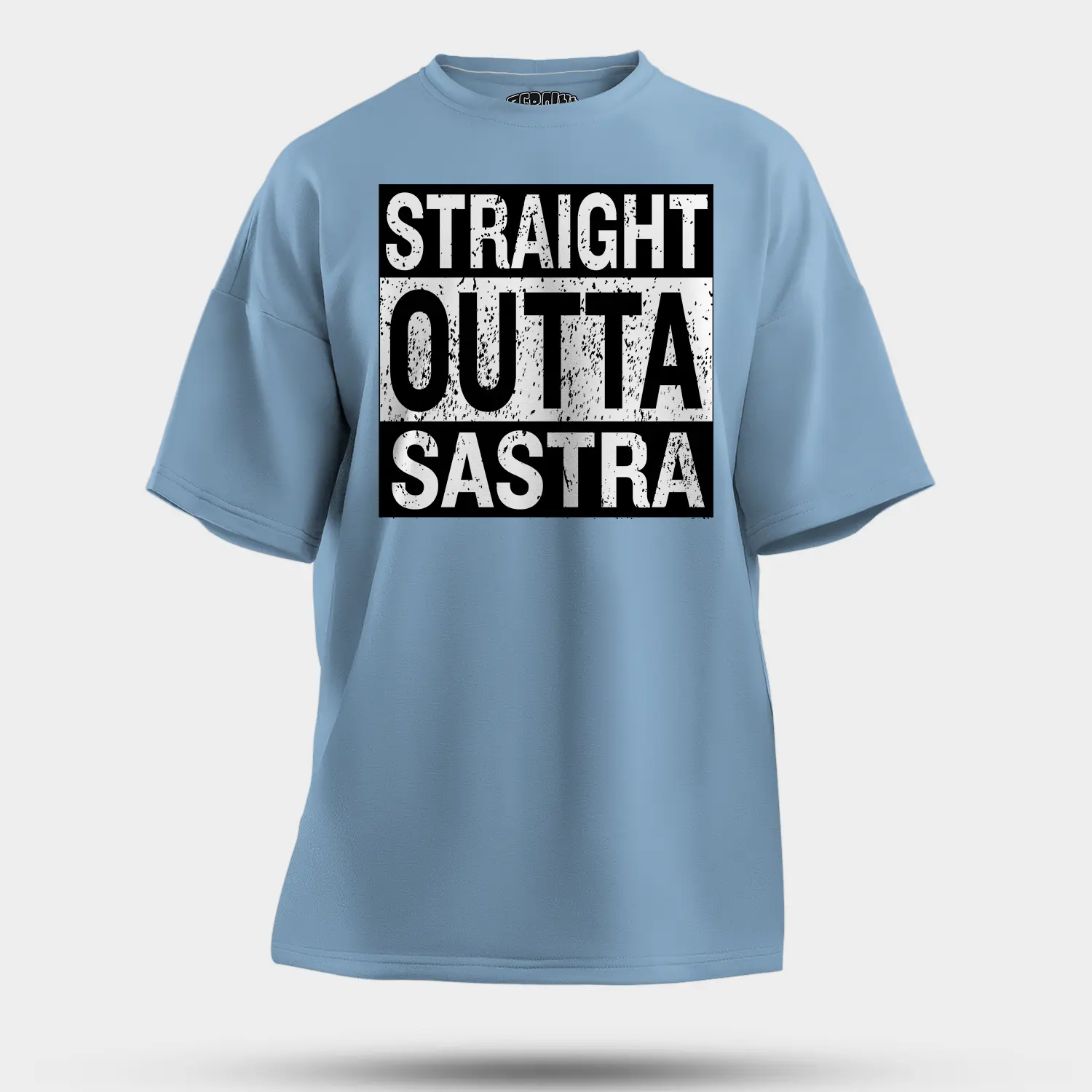 Straight Outta Sastra Men/Unisex Oversized T-Shirt in Baby Blue Color