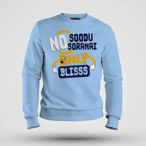 No soodu no soranai only blissssssss men/unisex sweatshirt in baby blue color