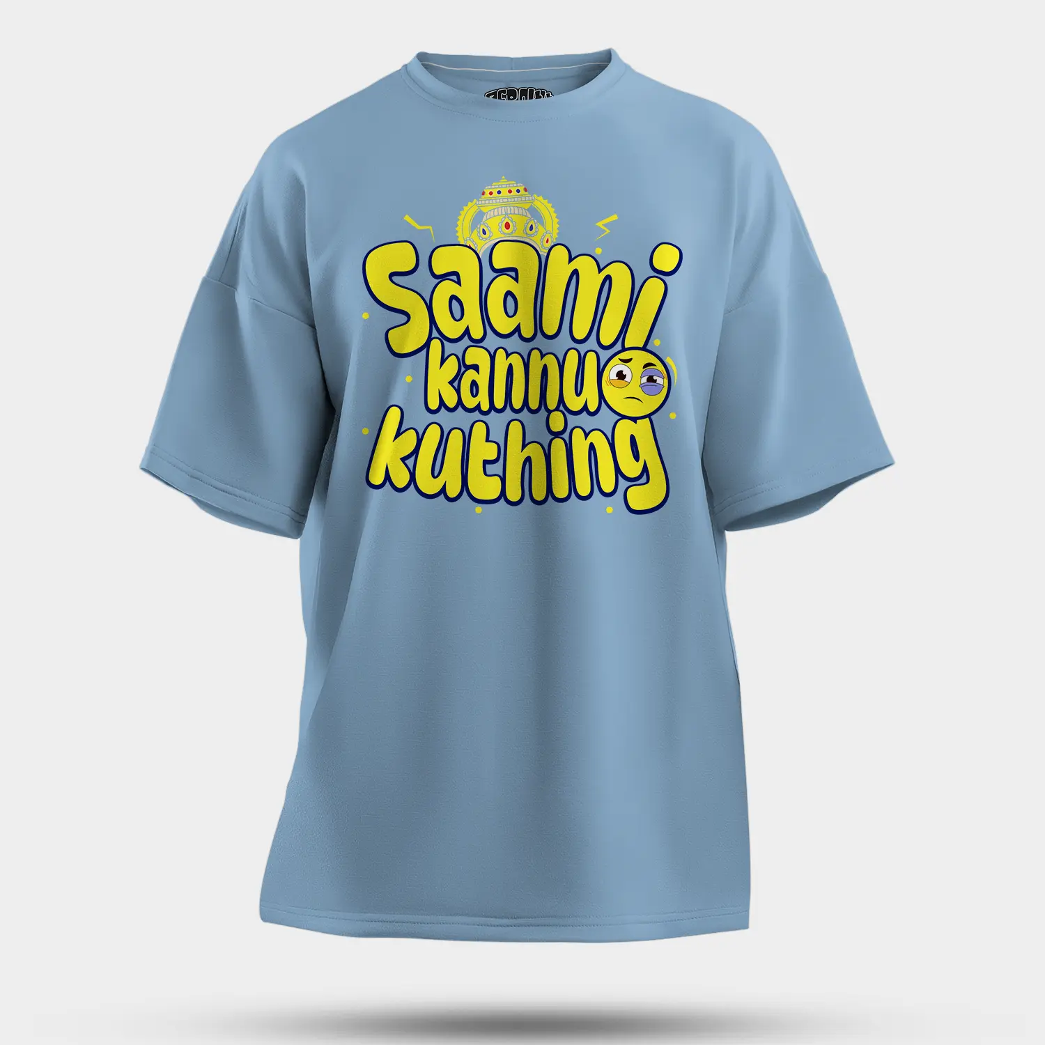Saami Kannu Kuthing Men/Unisex Oversized T-Shirt in Baby Blue Color
