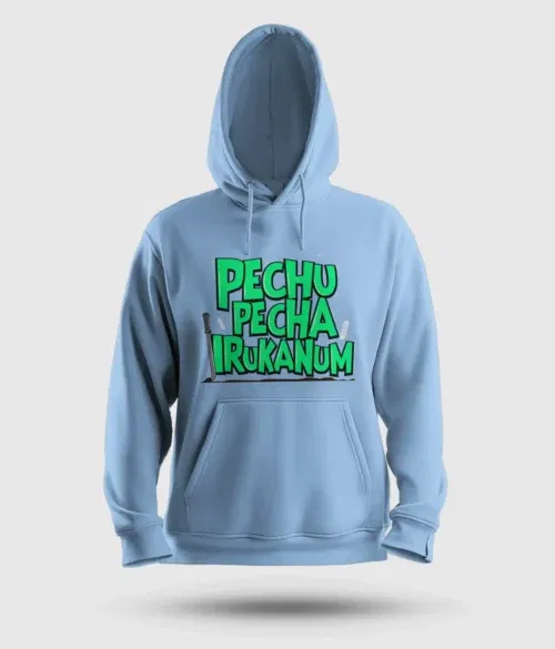 Pechu pecha irrukanum men/unisex hoodie in baby blue color
