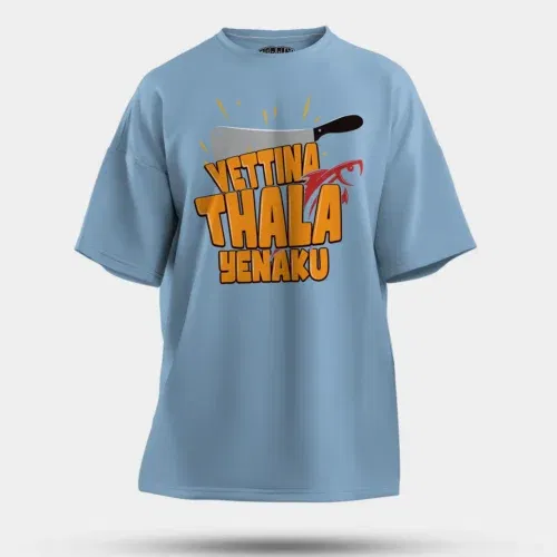 Vettina thala yenaku men/unisex oversized t-shirt in baby blue color