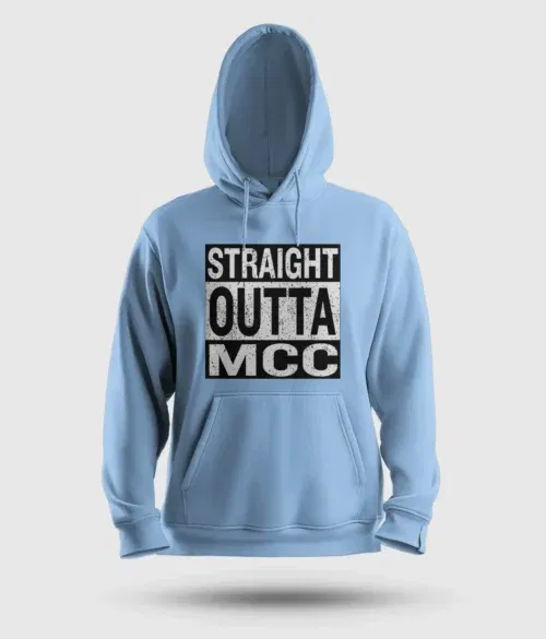 Straight outta mcc men/unisex hoodie in baby blue color