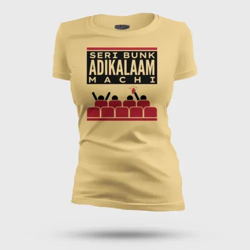 Seri bunk adikalaam machi women's t-shirt in beige color