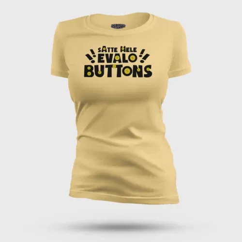 Satte mele evalo buttons women's t-shirt in beige color