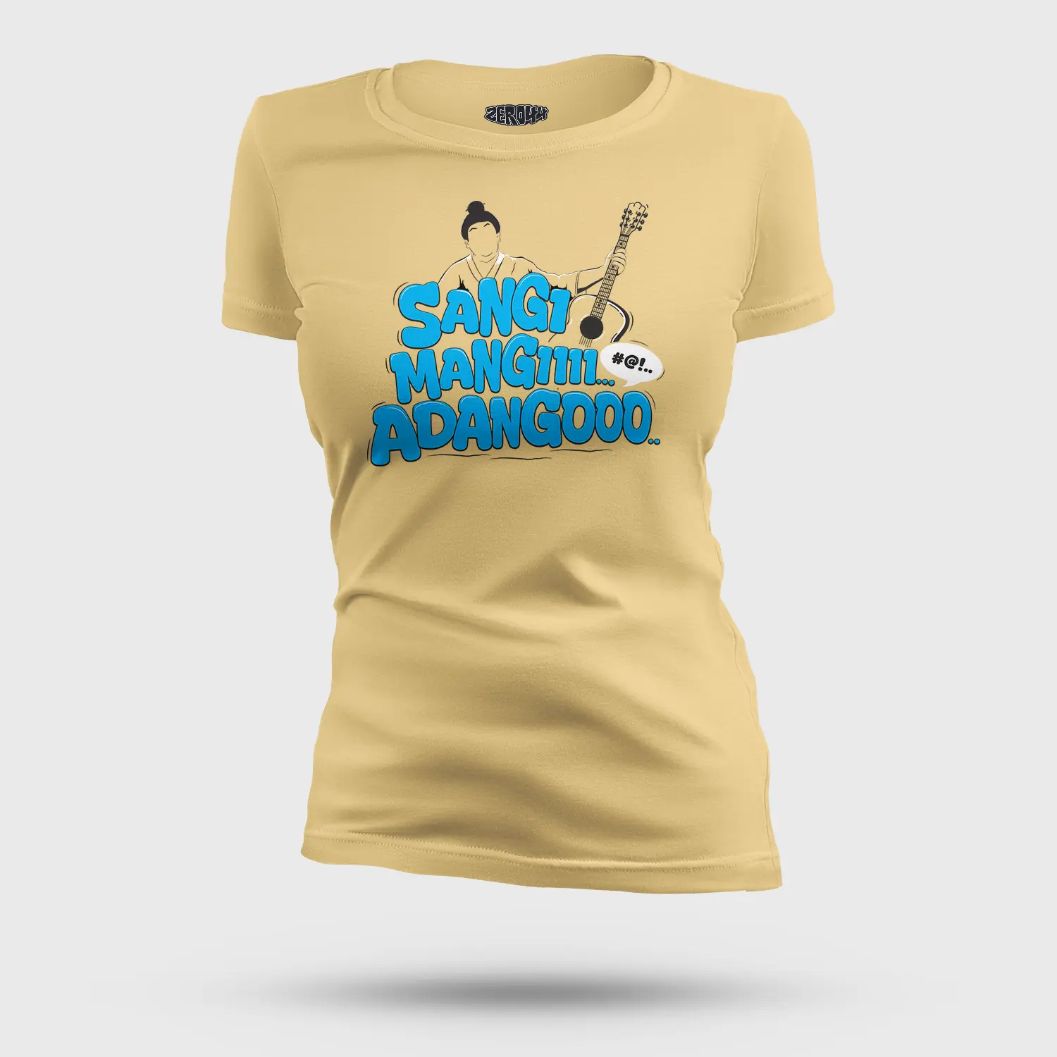 Sangi Mangiiiii….. Adangoooo Women's T-Shirt in Beige Color
