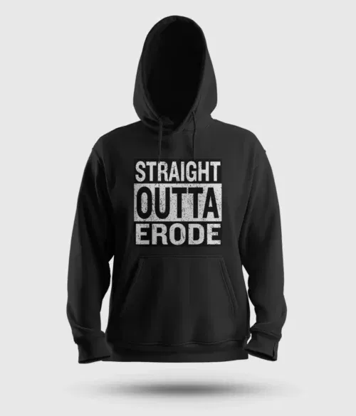 Straight outta erode men/unisex hoodie in black color