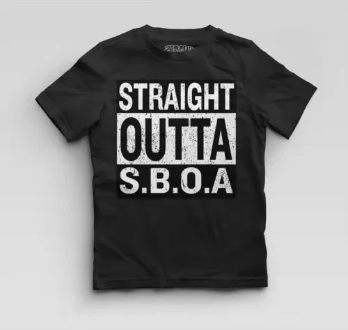 Straight outta sboa boys round neck t-shirt in black color