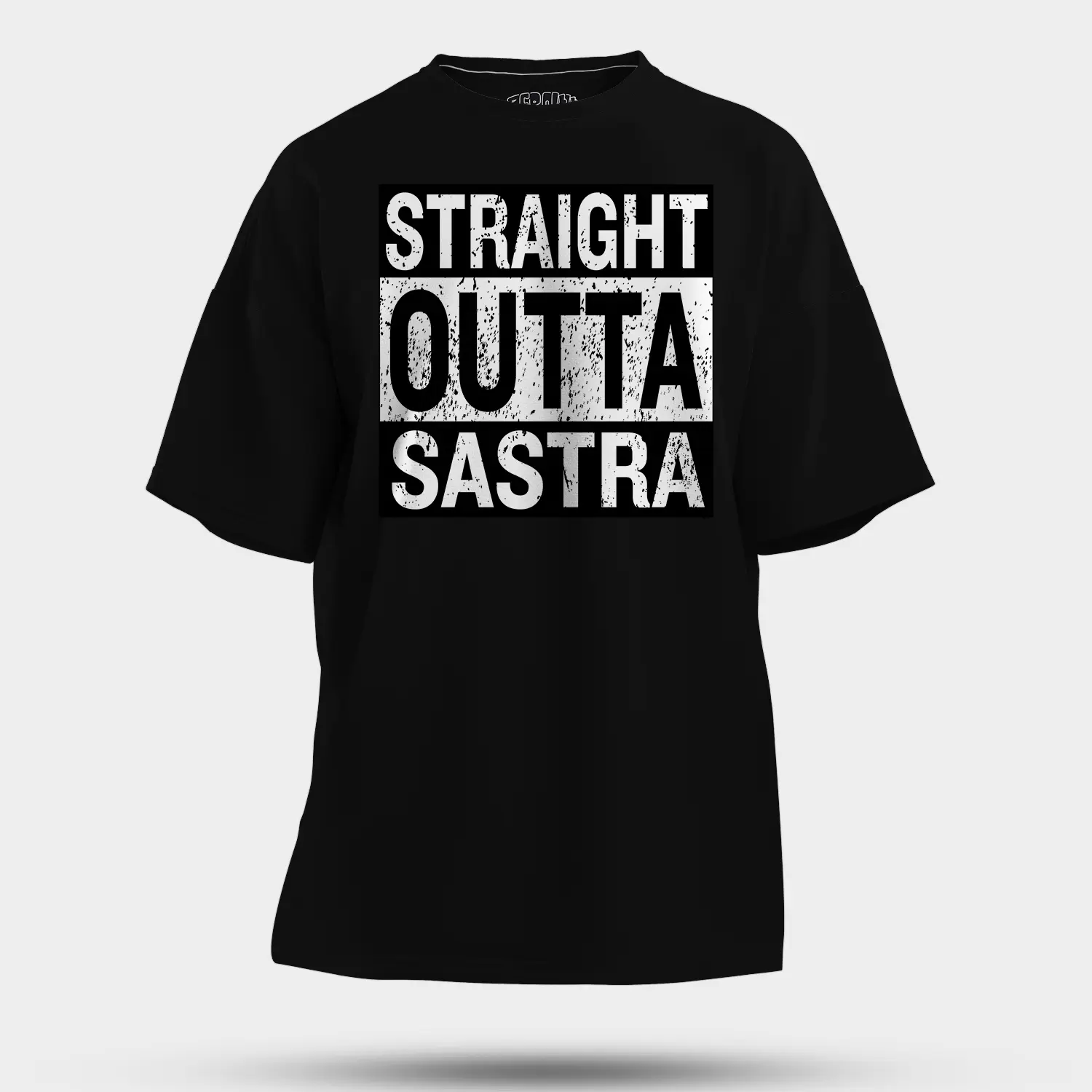 Straight Outta Sastra Men/Unisex Oversized T-Shirt in Black Color