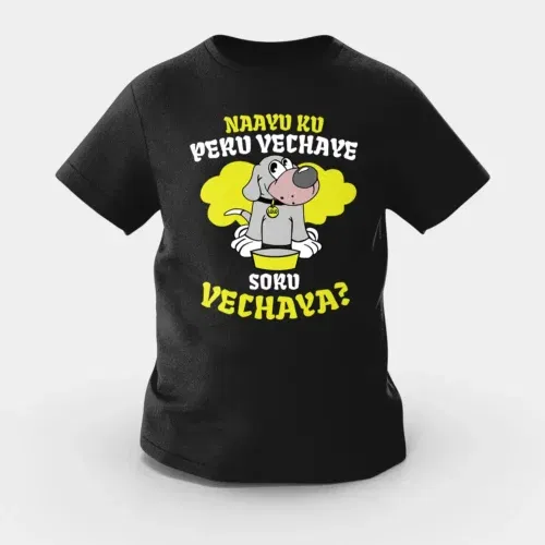 Naayu ku peru vachaye soru vachaye girls round neck t-shirt in black color