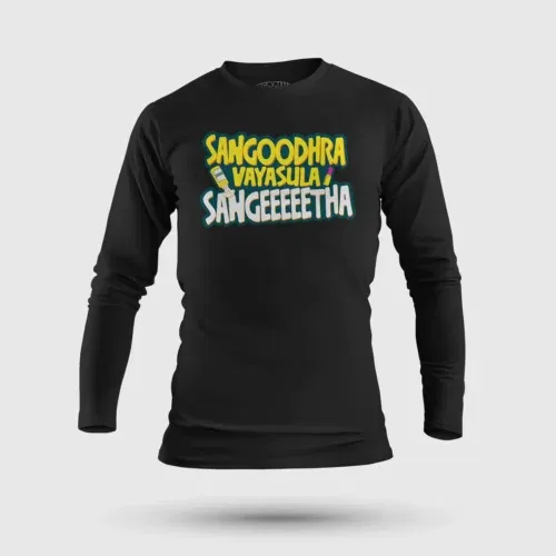 Sangoodhara vayasula sangeeetha men/unisex long sleeve t-shirt in black color