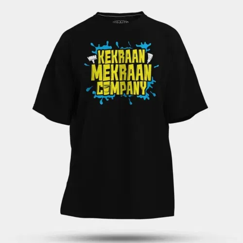 Kekraan mekraan company men/unisex oversized t-shirt in black color