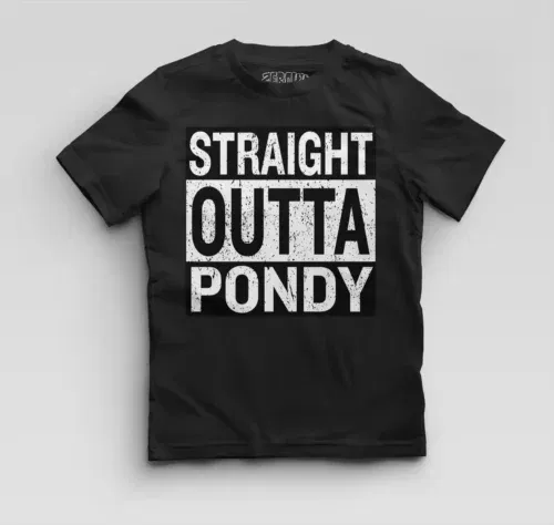 Straight outta pondy boys round neck t-shirt in black color
