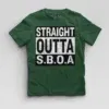 Straight Outta Sboa Boys Round Neck T-Shirt in Bottle Green Color