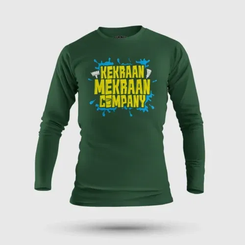 Kekraan mekraan company men/unisex long sleeve t-shirt in bottle green color