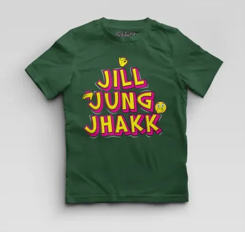 Jill jung jhakk boys round neck t-shirt in bottle green color