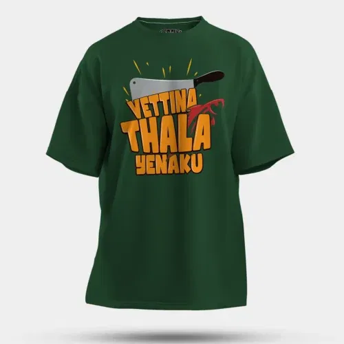 Vettina thala yenaku men/unisex oversized t-shirt in bottle green color