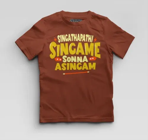 Singathapathi singame sunna asingam boys round neck t-shirt in brick red color