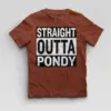 Straight Outta Pondy Boys Round Neck T-Shirt in Brick Red Color