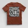 Straight Outta Thanjavur Boys Round Neck T-Shirt in Brick Red Color