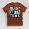 Straight Outta Sboa Boys Round Neck T-Shirt in Brick Red Color