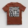 Straight Outta R.a Puram Boys Round Neck T-Shirt in Brick Red Color