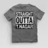 Straight Outta T-Nagar Boys Round Neck T-Shirt in Charcoal Melange Color