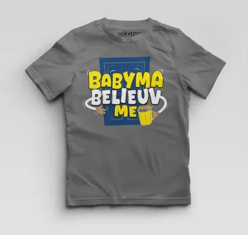 Babyma belieuv me boys round neck t-shirt in charcoal melange color