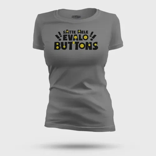 Satte mele evalo buttons women's t-shirt in charcoal melange color