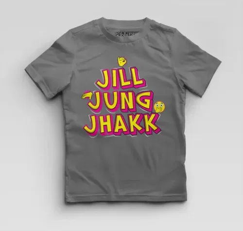 Jill jung jhakk boys round neck t-shirt in charcoal melange color
