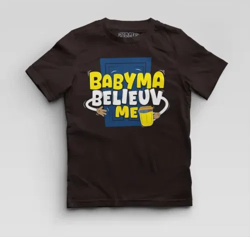 Babyma belieuv me boys round neck t-shirt in coffee brown color