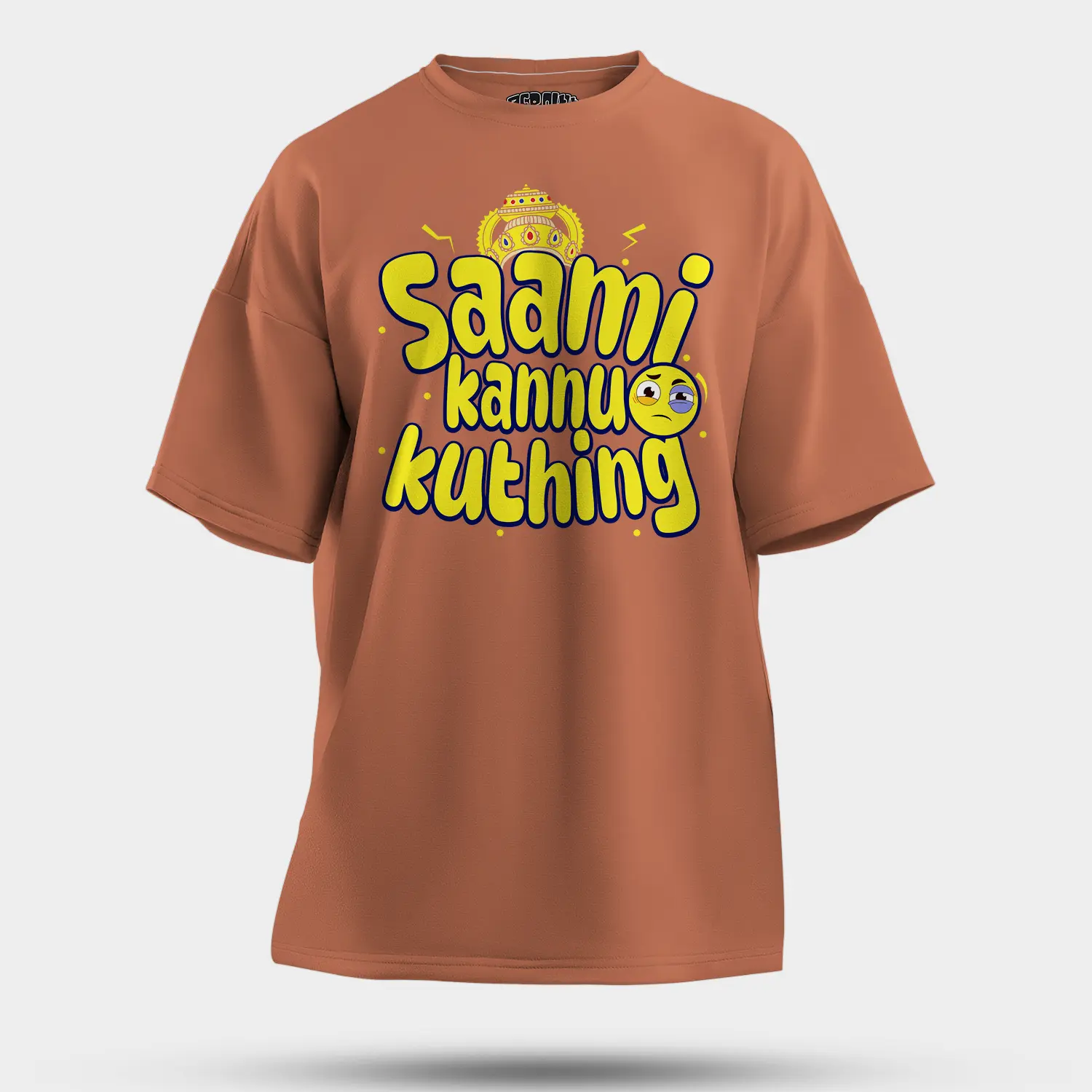 Saami Kannu Kuthing Men/Unisex Oversized T-Shirt in Coral Color