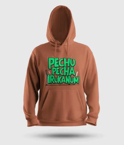 Pechu pecha irrukanum men/unisex hoodie in coral color