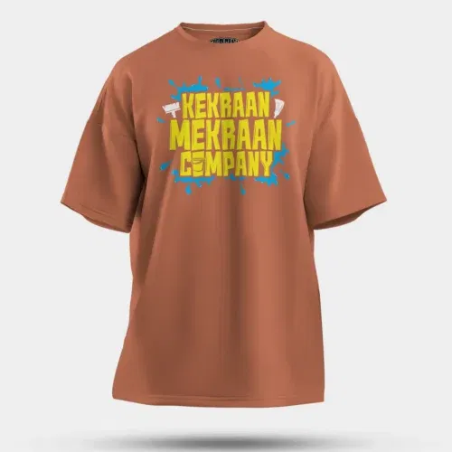 Kekraan mekraan company men/unisex oversized t-shirt in coral color