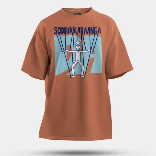 Sodhikkaraangada men/unisex oversized t-shirt in coral color