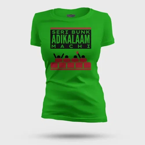 Seri bunk adikalaam machi women's t-shirt in flag green color