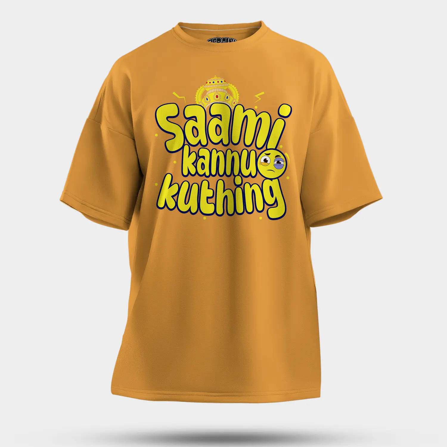 Saami Kannu Kuthing Men/Unisex Oversized T-Shirt in Golden Yellow Color