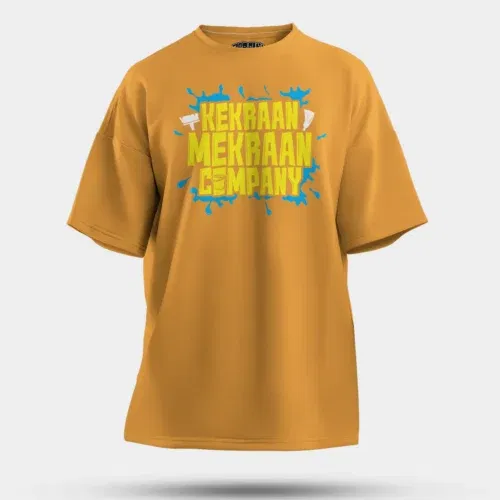 Kekraan mekraan company men/unisex oversized t-shirt in golden yellow color