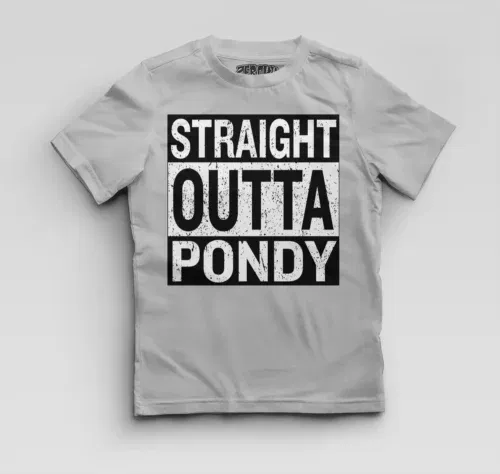 Straight outta pondy boys round neck t-shirt in grey melange color
