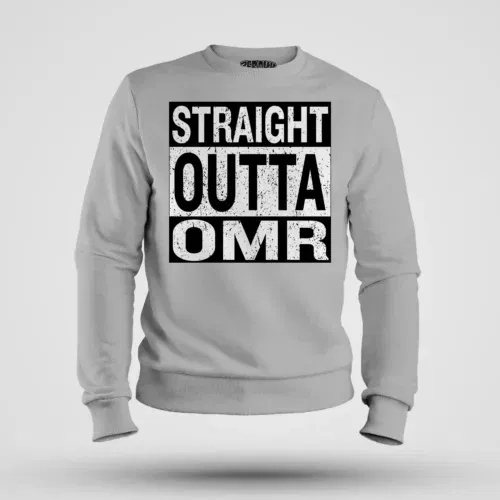 Straight outta omr men/unisex sweatshirt in grey melange color