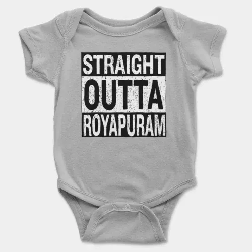 Straight outta royapuram onesie/romper in grey melange color