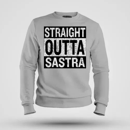Straight outta sastra men/unisex sweatshirt in grey melange color
