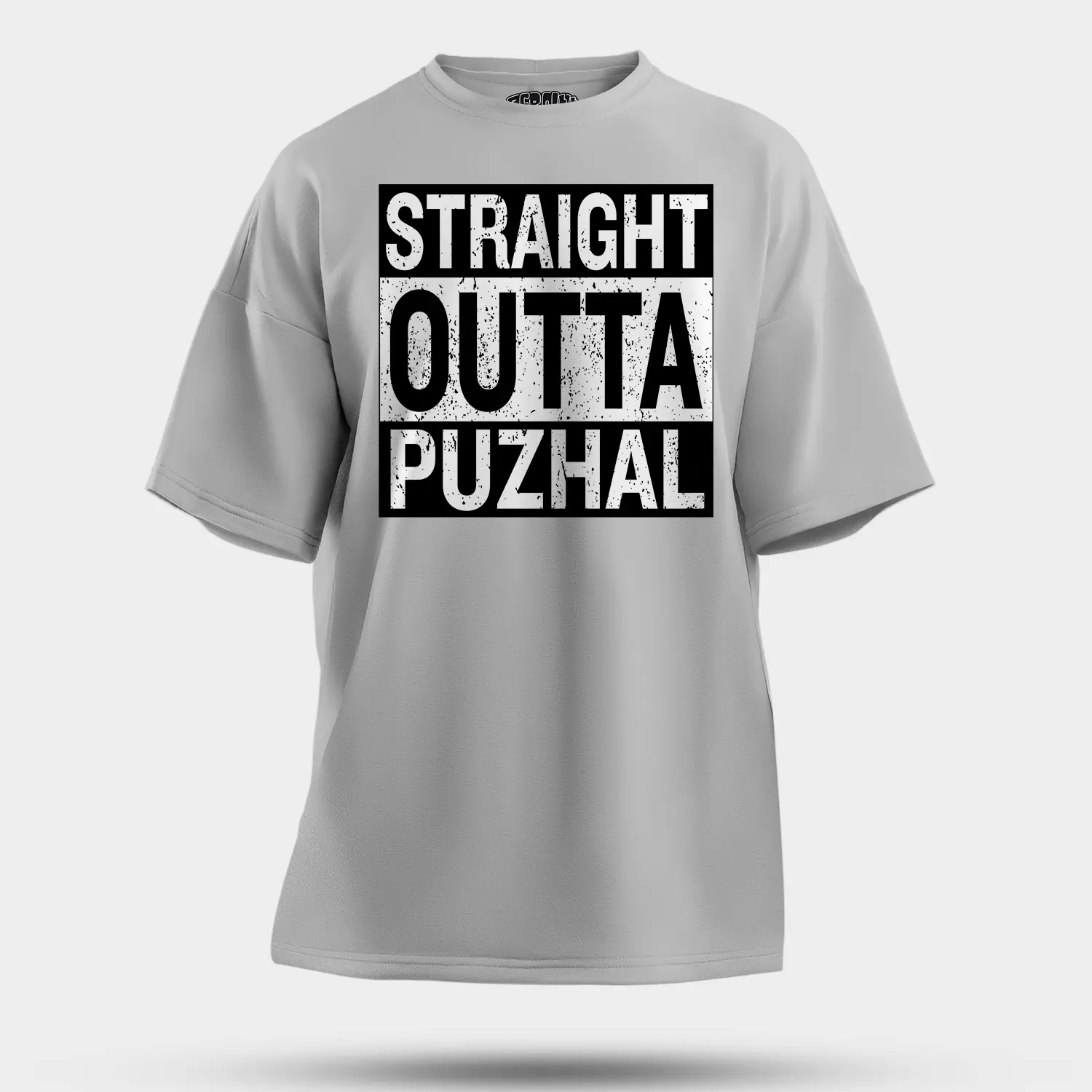 Straight Outta Puzhal Men/Unisex Oversized T-Shirt in Grey Melange Color