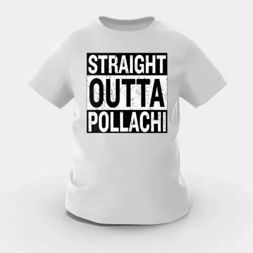 Straight outta pollachi girls round neck t-shirt in grey melange color