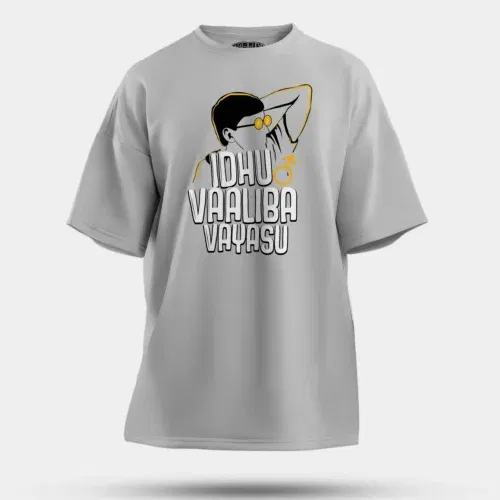 Idhu vaaliba vayasu men/unisex oversized t-shirt in grey melange color