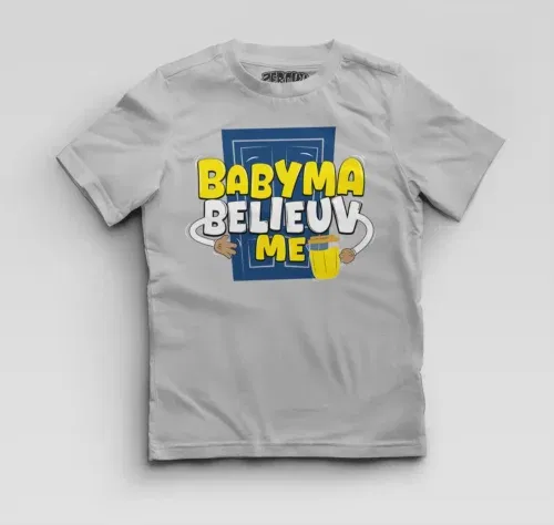 Babyma belieuv me boys round neck t-shirt in grey melange color