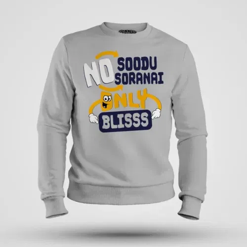 No soodu no soranai only blissssssss men/unisex sweatshirt in grey melange color