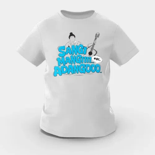 Sangi mangiiiii….. Adangoooo girls round neck t-shirt in grey melange color