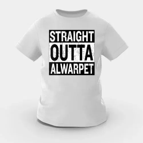 Straight outta alwarpet girls round neck t-shirt in grey melange color