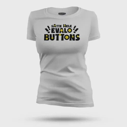 Satte mele evalo buttons women's t-shirt in grey melange color